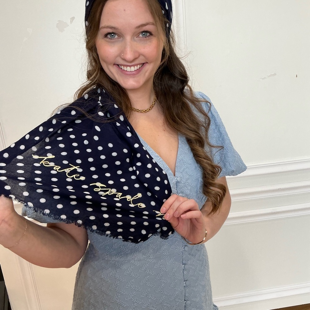 Kate Spade Navy Polka Dot Scarf - Picture 1 of 7